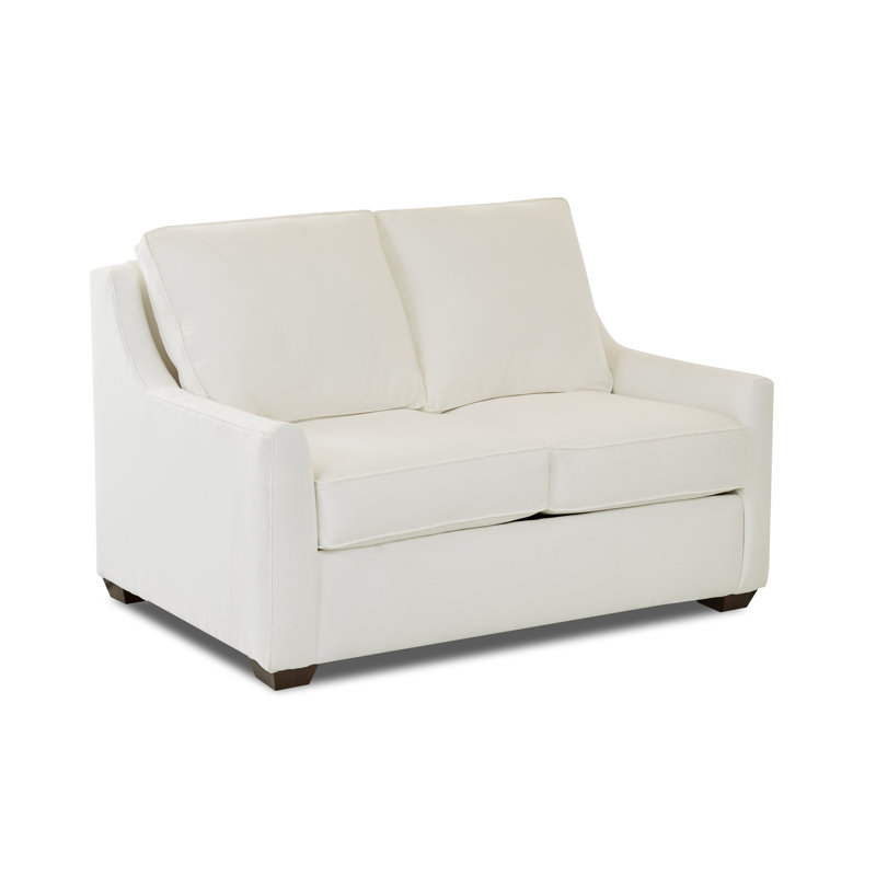 Canapé-lit rembourré de 56 po Gemi, Blanc sergé décoloré classique