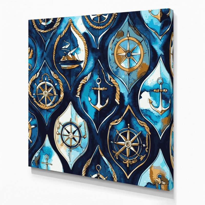 Art nautique sur toile gris, H 8 po x l 8 po