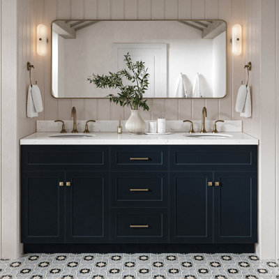 Abell 72.25'' Bathroom Vanity with Carrara Quartz Top