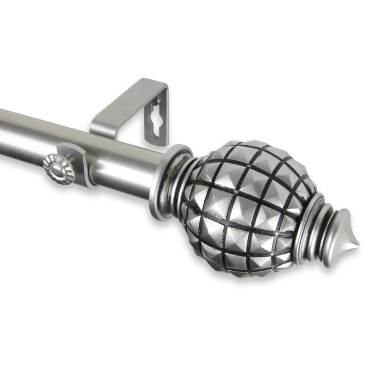 Tringle à rideaux simple Devane, l 120 po à 170 po, Nickel satiné