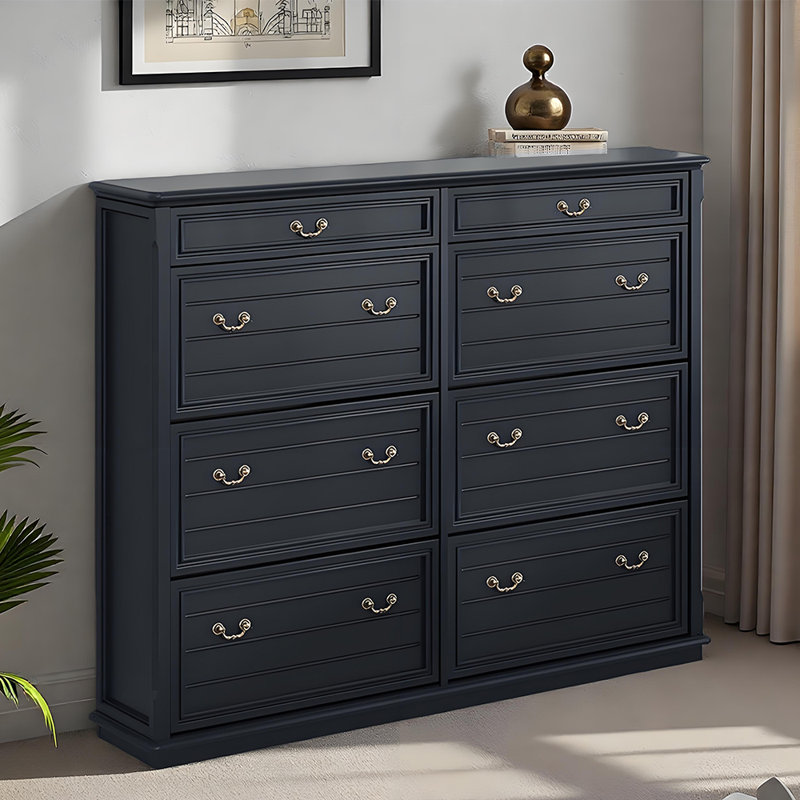 Classic black popular storage shoe cabinet, 48.43" H x 55.12" W x 11.42" D