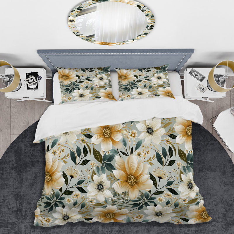 Ensemble de housse de couette Zen Floral Fusion - Plants, Housse de couette pour grand lit et 2 taies décor