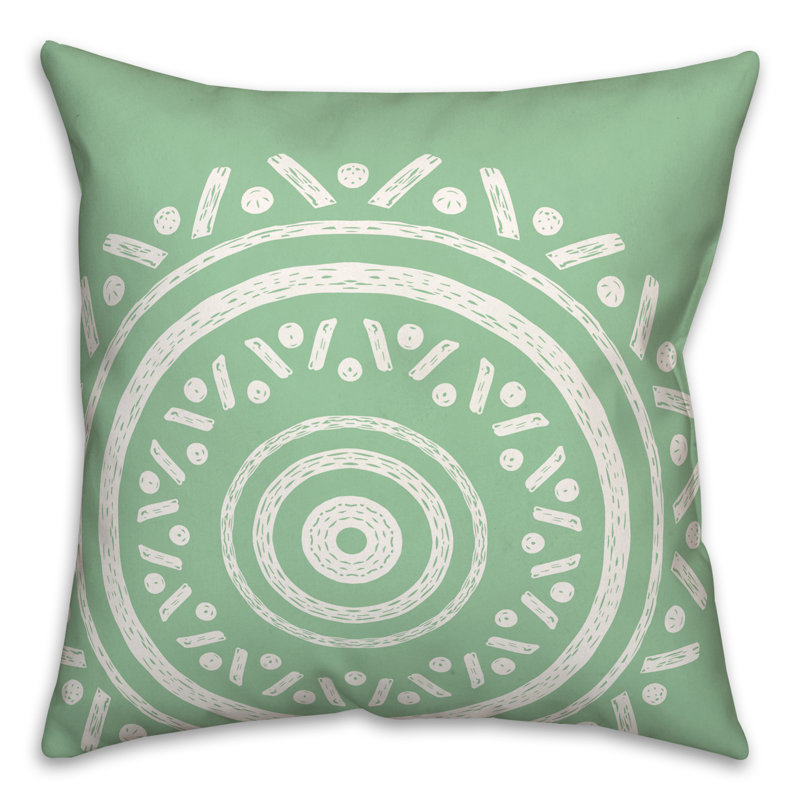  Coussin intérieur / extérieur Medallion, Vert, 18 po x 18 po
