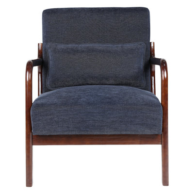 Fauteuil Mid-Century moderne, fauteuil d'appoint avec structure en bois massif et coussin lombaire amovible pour le salon, la chambre à coucher, le bureau