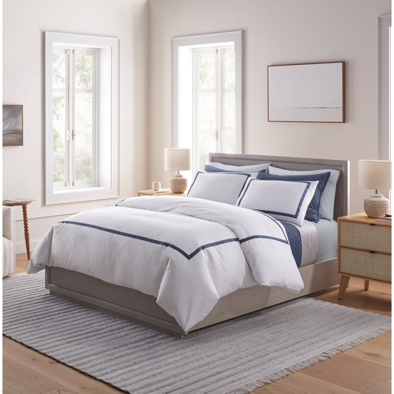 Ensemble de taies d'oreiller en satin de coton Danfield, Bleu orageux, Très grand