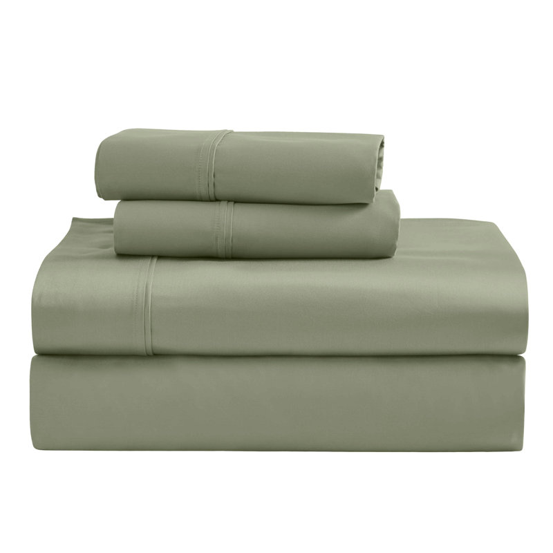 Blue Nile Mills 1200 Thread Count 100% Egyptian Cotton Deep Pocket Sheet Set, Sage, Queen