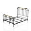 Grand lit en métal de style transitionnel, finition noire antique, accents dorés brossés à la main, 7 broches, thermolaqué pour le décor de la chambre à coucher