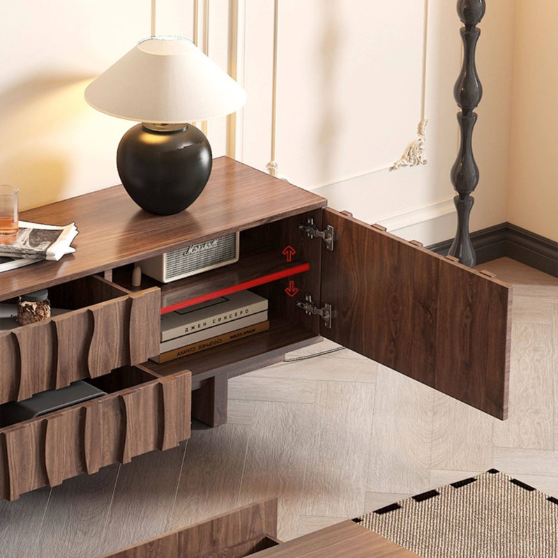 Retro Nut-Brown Manufactured Wood TV Stands, 94.49, Brun noisette