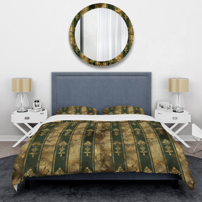Gold Green Stripes I - Stripes Duvet Cover Set