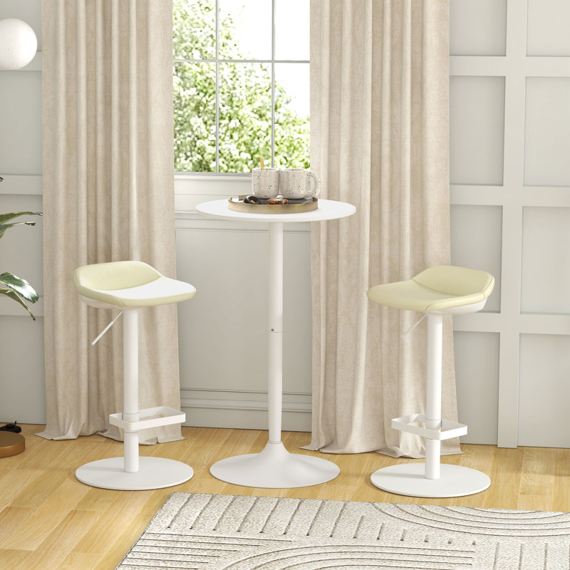 Round Wood Metal Outdoor Bar Table , 23.6'' in. W 23.6'' in. D, White