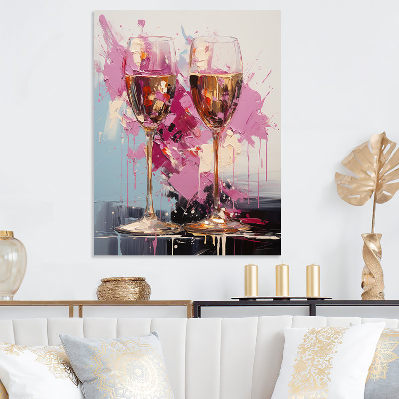 «Rose and Gold Champagne Essence» - art mural en métal champagne, H 32 po x l 16 po x P 1 po