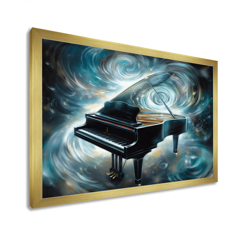 «Piano Abstract II», reproduction sur toile, Cadre doré simple, H 24 po x l 32 po x P 1 po
