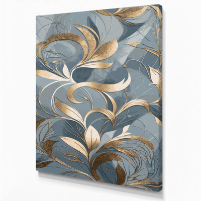 Art mural abstrait avec fleurs bleues abstraites