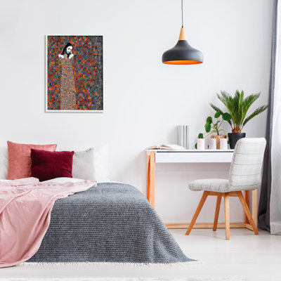 Moderne, abstrait, femme, mosaïque, portrait, bloc, formes, tuile blanche, estampe numérique, art texturé par Jose Cacho