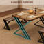 Ensemble de table de salle à manger avec 2 bancs rembourrés, ensemble de table de cuisine à pieds en forme de Z, coin-repas compact pour maison de campagne-1260460886
