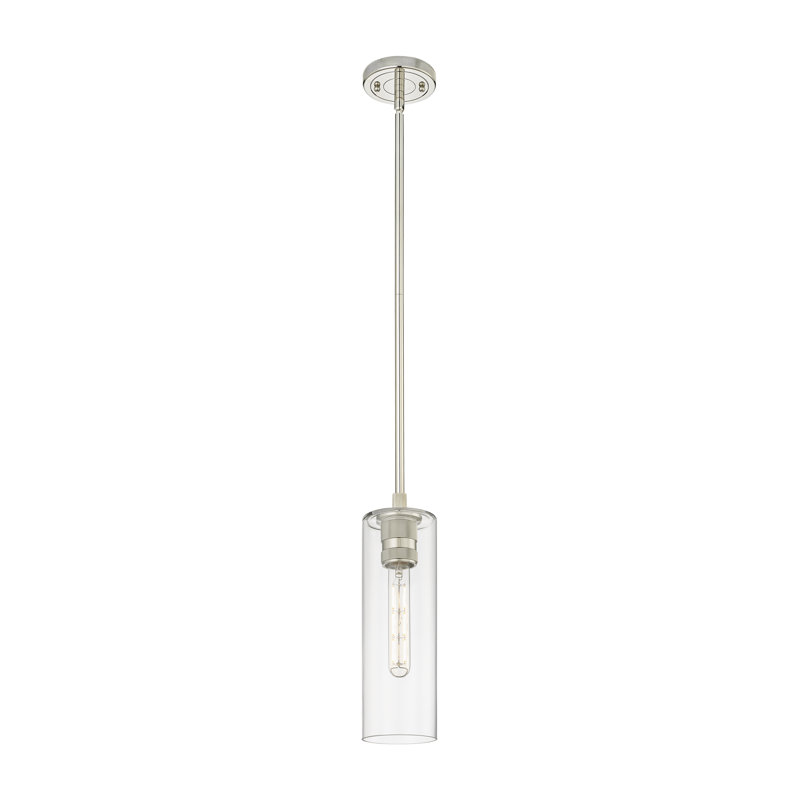 Luminaire suspendu 1 tige Crown Point, Clair, H 13,25 po x l 4,5 po x P 4,5 po, Nickel poli