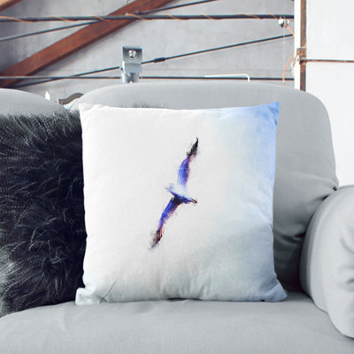 Flying Seagull Abstract Cushion with Filling