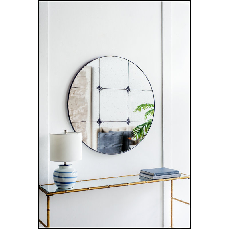 Miroir mural rond en verre antique D36