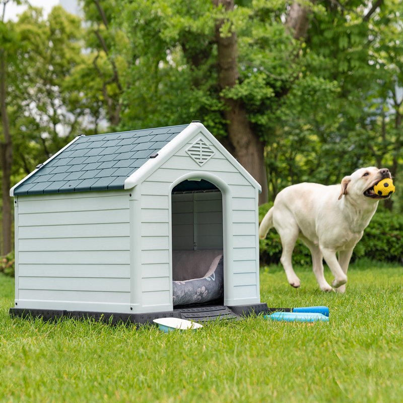 Niche pour chien isolée en plastique Deisi, gris, H 27,6 po x l 25 po x P 26,8 po