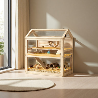 Spacious Small Animal Cage,Wooden Hamster Cage,Pet Cage