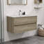 Meuble-lavabo flottant 36 po avec lavabo intégré en céramique 36 po - Rangement mural moderne, tiroirs à fermeture en douceur-1130611004