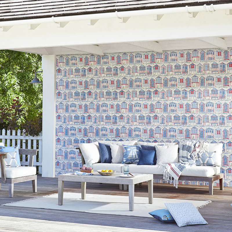 Beach Huts Wallpaper, Driftwood
