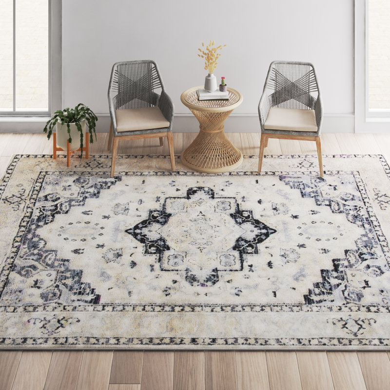 Tapis oriental ivoire / noir Ebner, Tapis de couloir 2 pi x 8 pi
