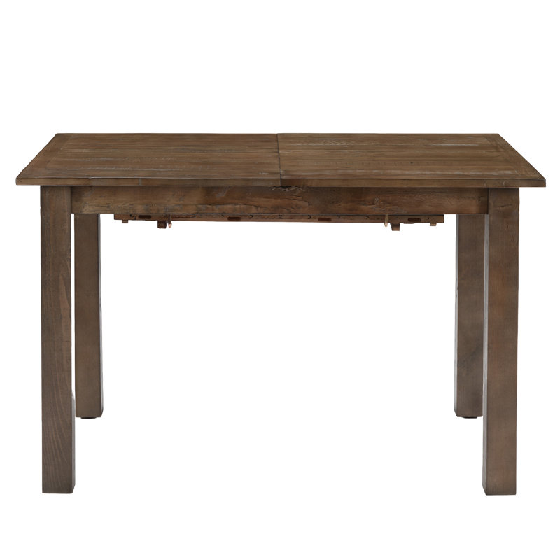 Table de salle à manger extensible rectangulaire en bois massif, Brun patiné
