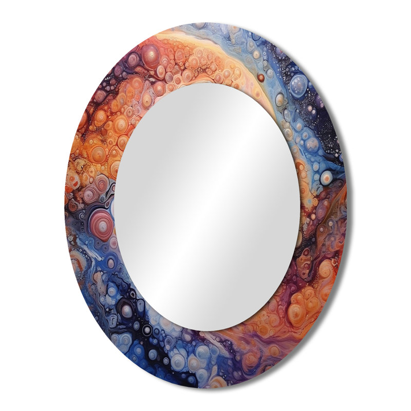 Miroir mural ovale jaune et orange, 43" x 33"