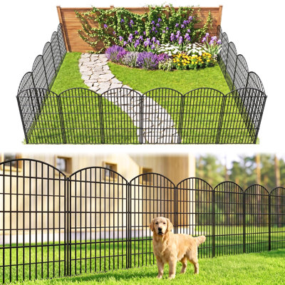 40" H x 28" W Decorative Arched Garden Fence for Privacy, 5 Panels, 11.5 ft Total Length, Outdoor Rustproof Metal Dog Fence for Yards, Patios & Flower Beds