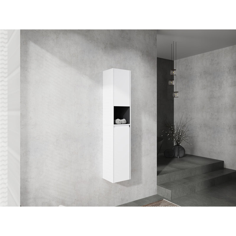 Armoire de salle de bain à fixation flottante avec portes à fermeture douce