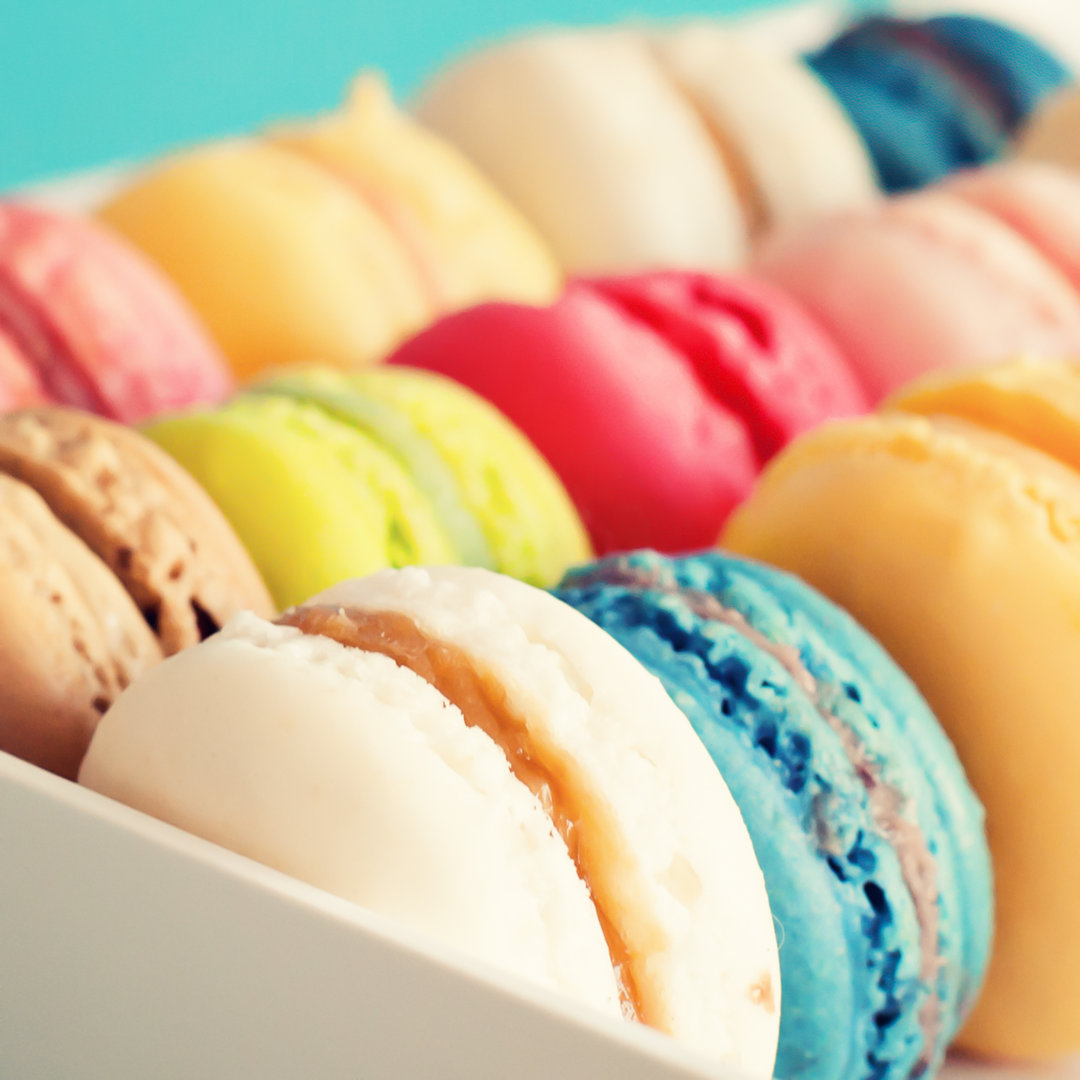 Rows of Macaroons von Andreka - Leinwandfoto