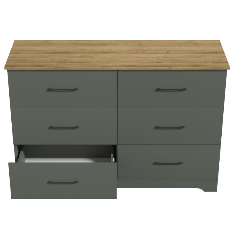 Commode 6 tiroirs Arkia, Vert/brun