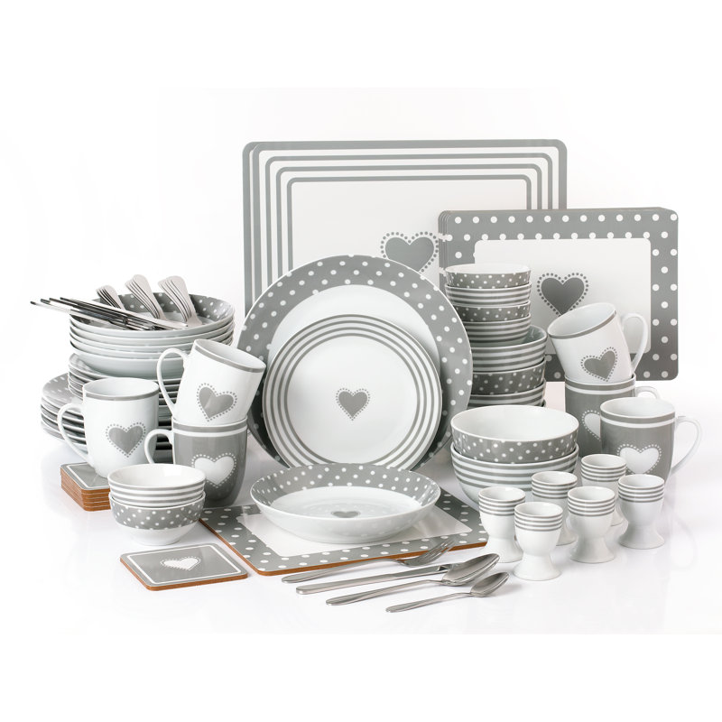 Bethzaida 56 Piece Porcelain China Dinnerware Set - Service for 6