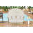 Outdoor Patio Daybed Wicker Rattan Double Daybed Round Sofa Furniture Set With Retractable Canopy, 4 Pillows For Lawn Garden Backyard Porch Pool, Beige