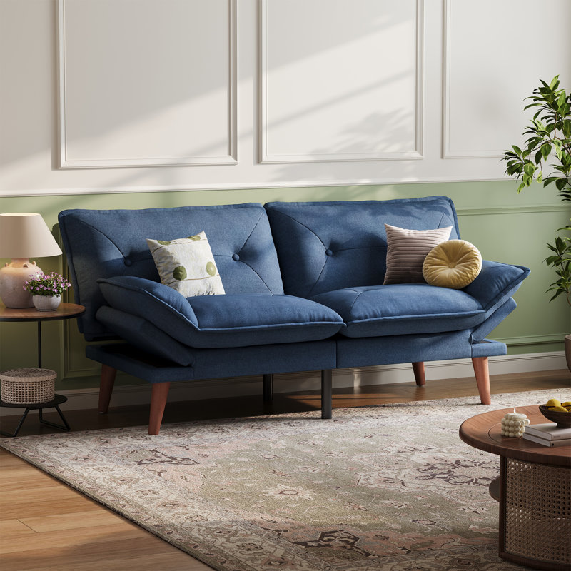 Canapé-lit futon convertible capitonné 66 po Serta, Navy Linen