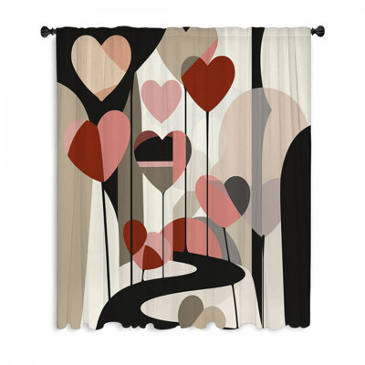 Rideaux de fenêtre Hearts Path, occultant romantique et voilage - 1 panneau