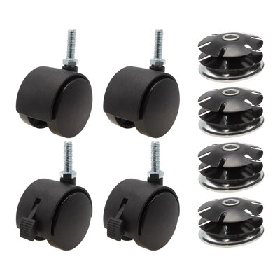 2in. Round Metal Double Star Caster Inserts 2 With Brakes and 2 Without Brakes