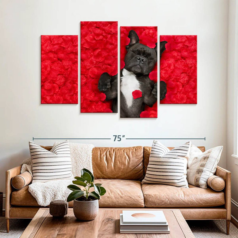Bouledogue français Brampt Valentines, H 42 po x l 68 po
