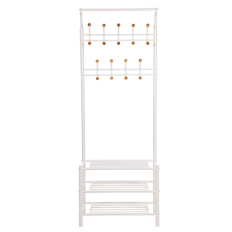 Steel Freestanding 18 - Hook Coat Rack, White