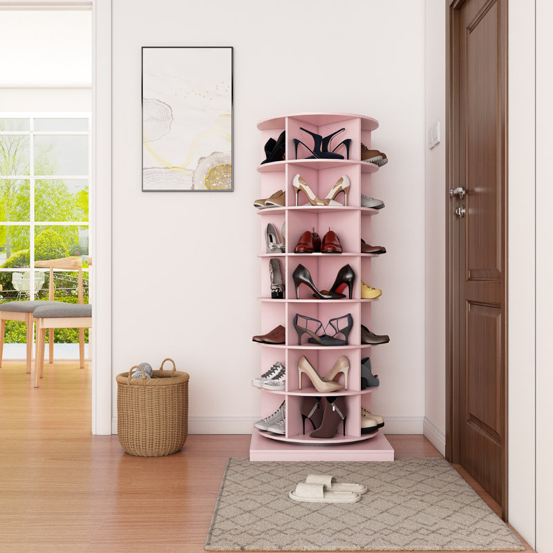 Armoire à chaussures rotative 360, Duplicata rose, H 64,96 po x l 24 po x P 24 po