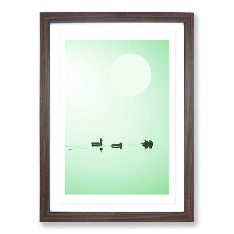 Serene Green - Picture Frame Graphic Art, 90cm H x 65cm W x 2cm D, Walnut
