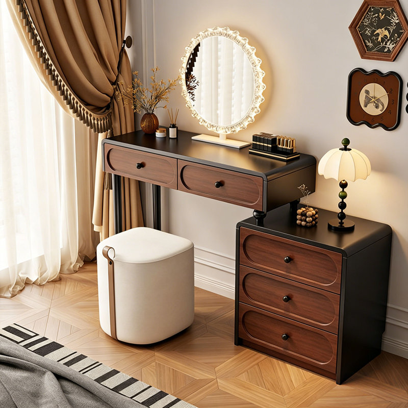 Meuble-lavabo de chambre de style Mid-Century avec armoire à tiroirs, H 29,92 po x l 31,5 po x P 15,75 po