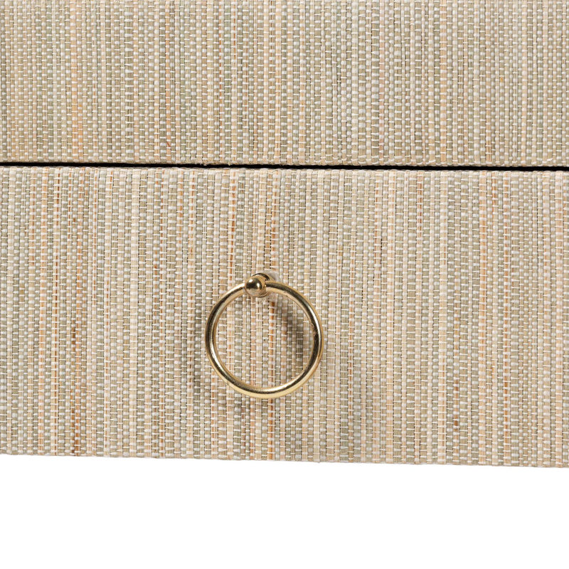 Bali & Pari Cielo Bohemian Woven Natural Grasscloth 3-Drawer Console Table