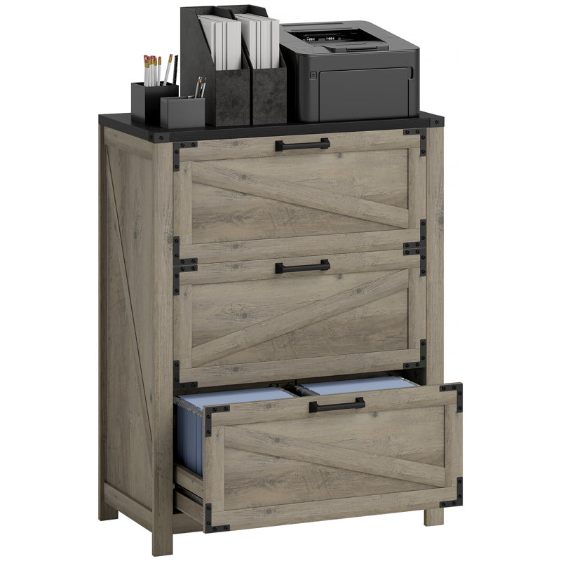 Classeur latéral 3 tiroirs pour bureau personnel, Gris