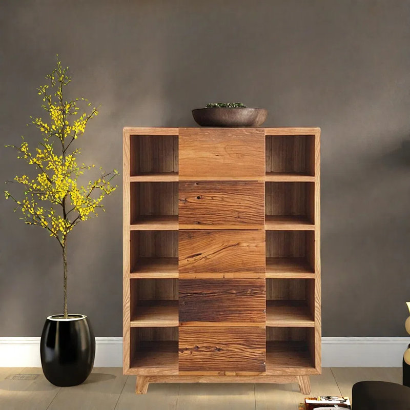 Wabi-Sabi Style Solid Old Elm Console Cabinet