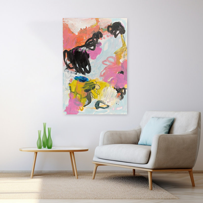 Art contemporain abstrait nature audacieux et coloré, H 48 po x l 32 po
