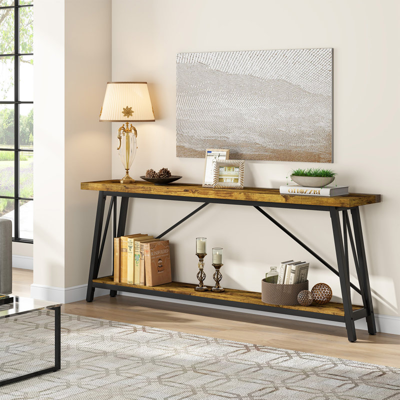 Console Francessca, Chevron brun foncé, Noir