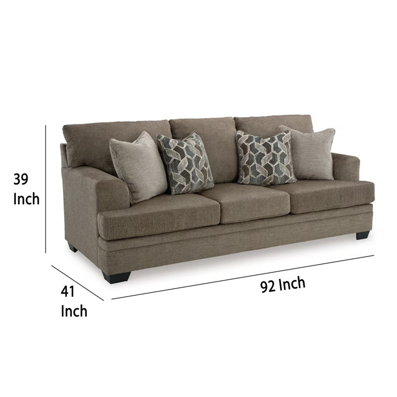 Canapé Ead, 4 coussins décoratifs, polyester, résistant à l'affaissement, Brun
