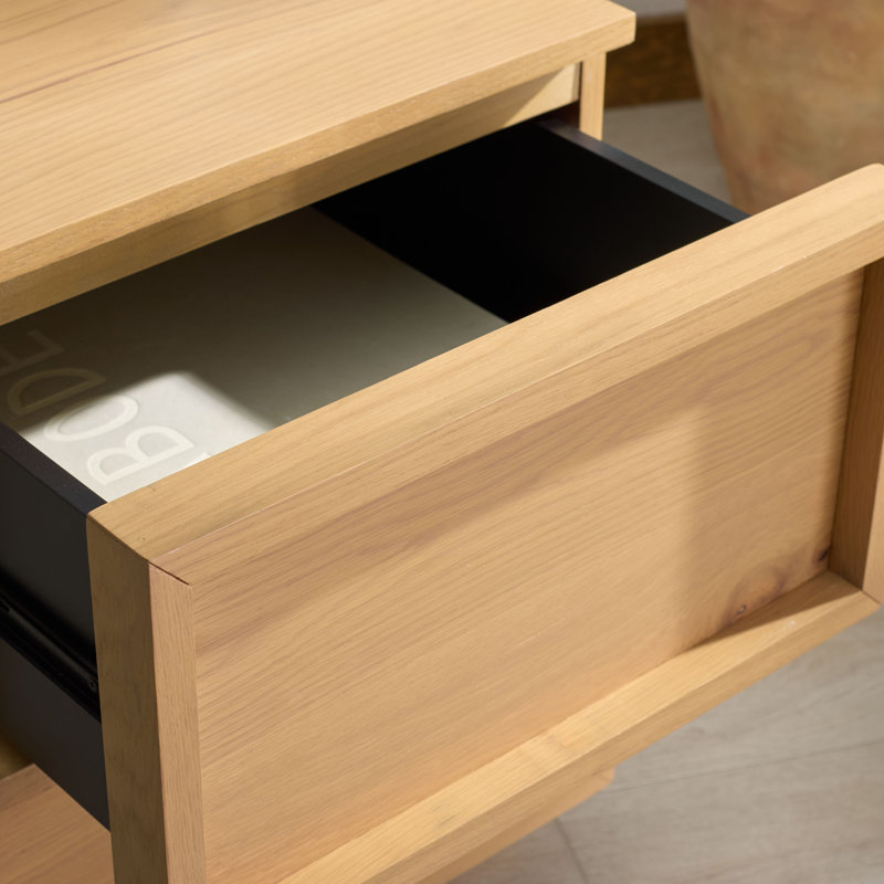 Table de chevet 2 tiroirs Hudson, Naturel